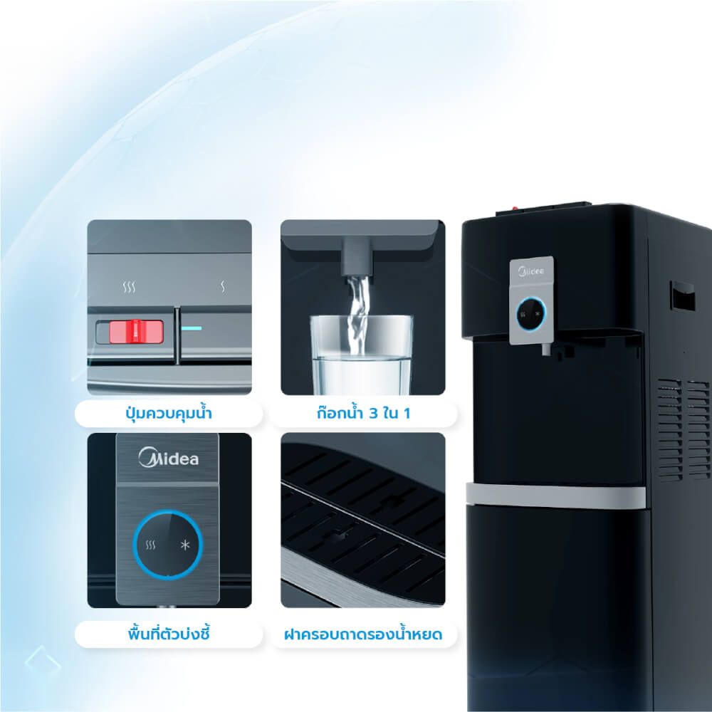 ตู้กดน้ำดื่ม Midea รุ่น YL2037S-W ( ระบบก๊อกเดียว 3 อุณหภูมิ )_5